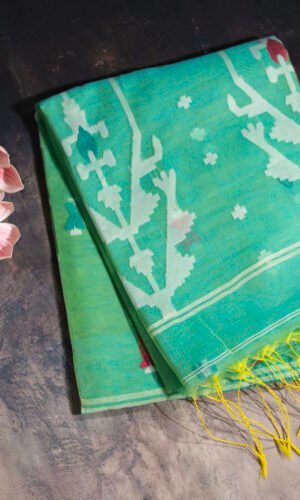Muslin Jamdani Saree – Light Green