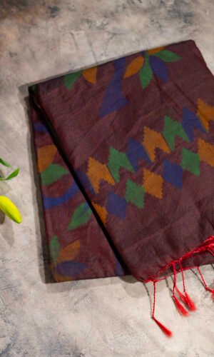 Printed Cotton Jamdani Saree -Brown